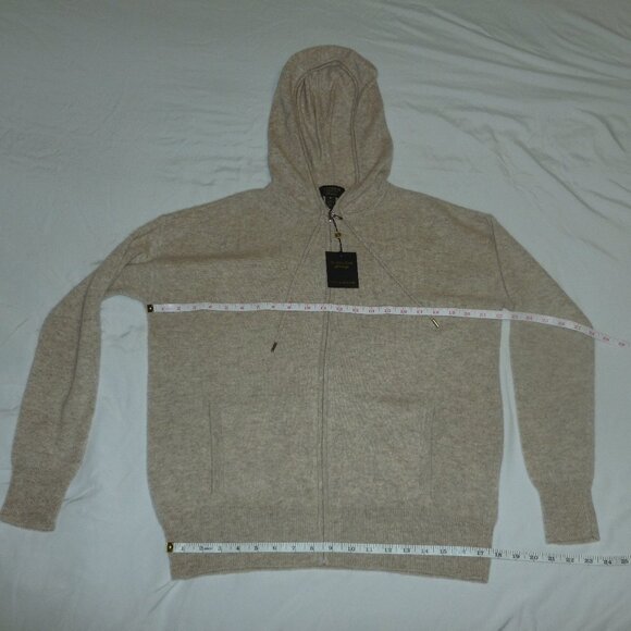Charter Club Cashmere Long Sleeve Zip Up Hoodie Zipper M Pearl Taupe Cream NWT - Picture 4 of 15